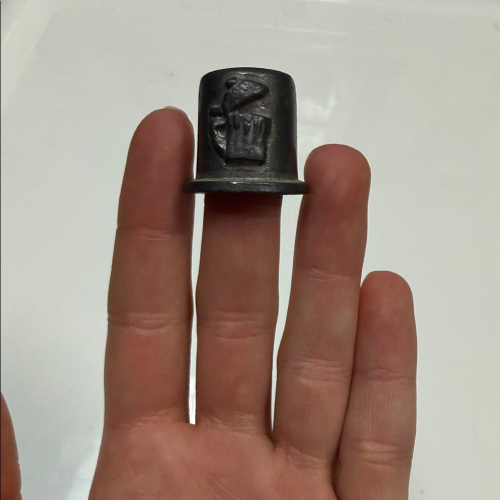 Black Metal Thimble with Beer Stein Design